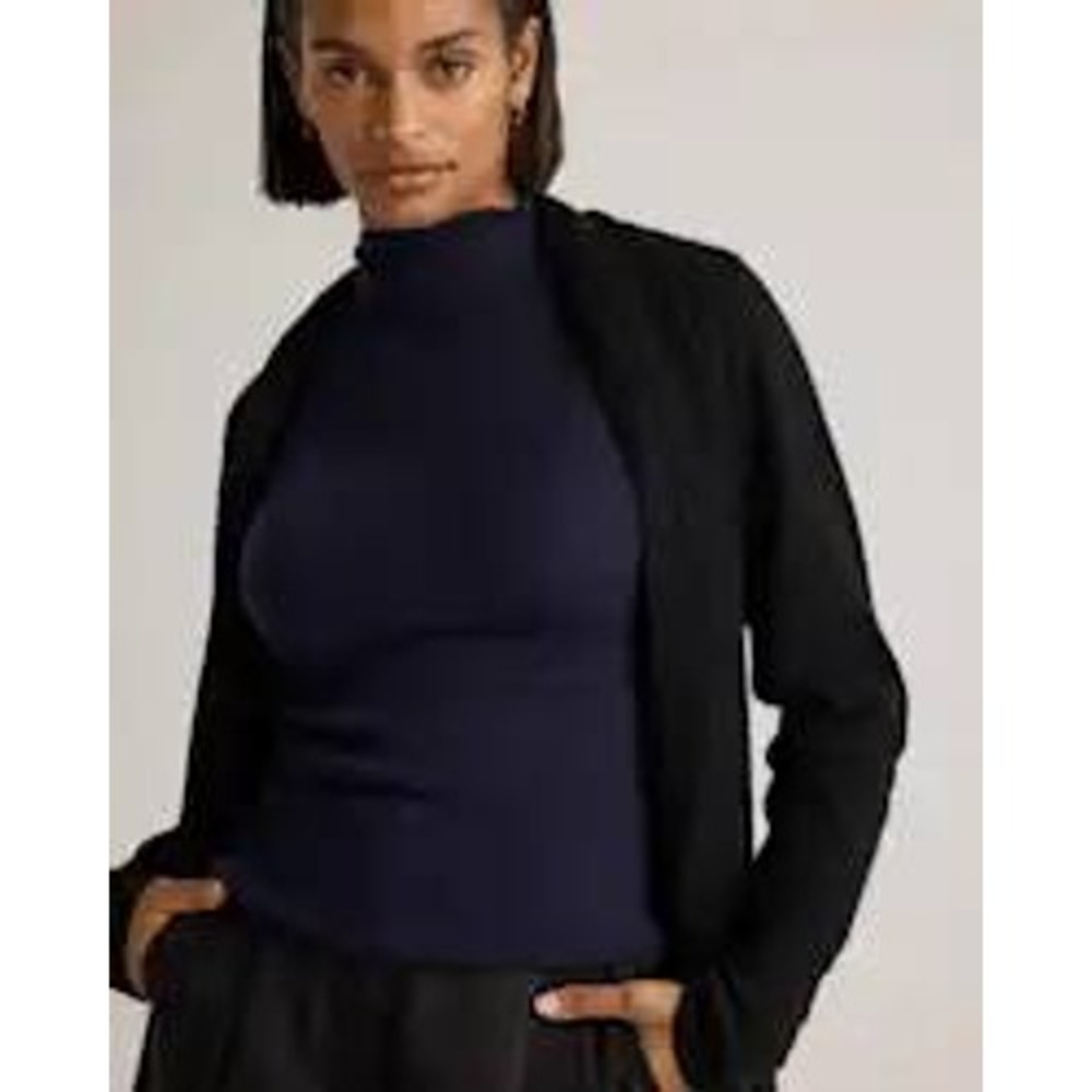 Quince 100% Mongolian Cashmere Duster Cardigan Black XL Shawl Collar Open Front